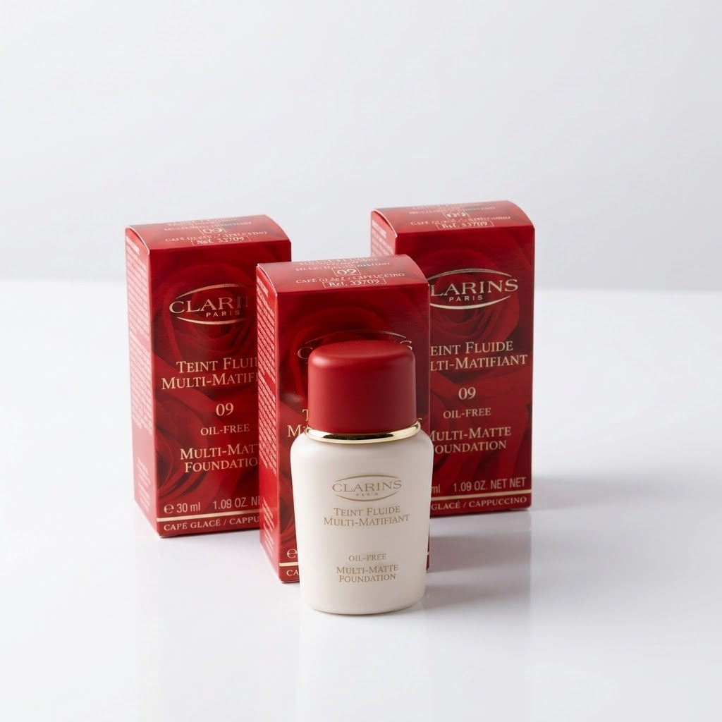 Clarins Paris Teint Fluide Multi-Matte Foundation Oil Free 09 Cappuccino Discontinued Qty 6 New In Box