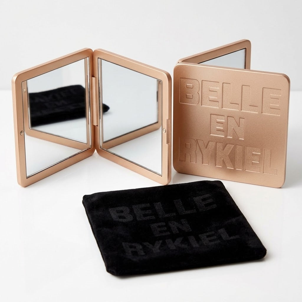 Belle En Rykiel By Sonia Rykiel Magnified Rose Gold Purse Mirror Qty 1 New in Black Pouch