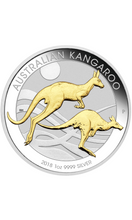 Load image into Gallery viewer, 2018 P Australian Silver Kangaroo Uncirculated With Yellow Kangaroo On Box 1oz .9999 Fine Silver Coins Sealed Monster Box of 250