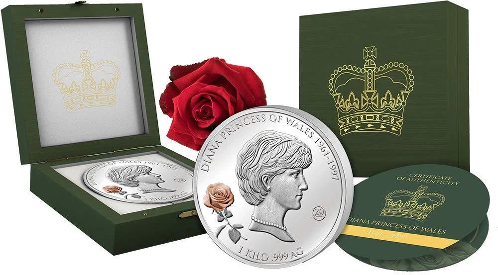 DIANA PRINCESS OF WALES 20th Anniversary 1 Kilo Silver Coin 25$ Solomon Islands Only 99 Ever Struck Extremely Rare & Hard To Find