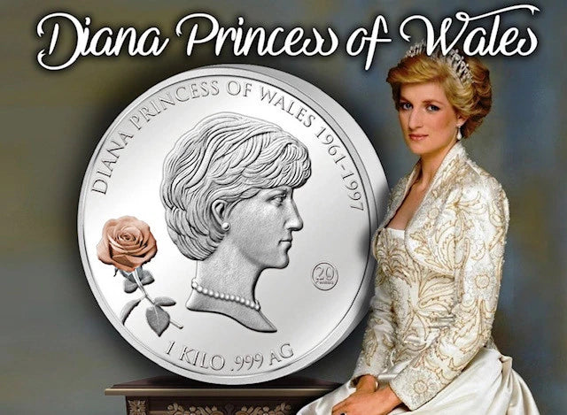 DIANA PRINCESS OF WALES 20th Anniversary 1 Kilo Silver Coin 25$ Solomon Islands Only 99 Ever Struck Extremely Rare & Hard To Find