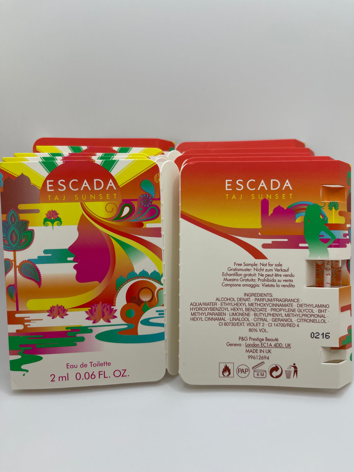 Taj Sunset By Escada EDT Vials 2ml Discontinued Qty 100 New Carded